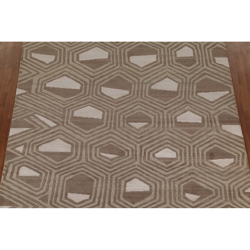 Geometric / Modern Area Rug Handmade Wool Carpet - 8'1"x 9'9"