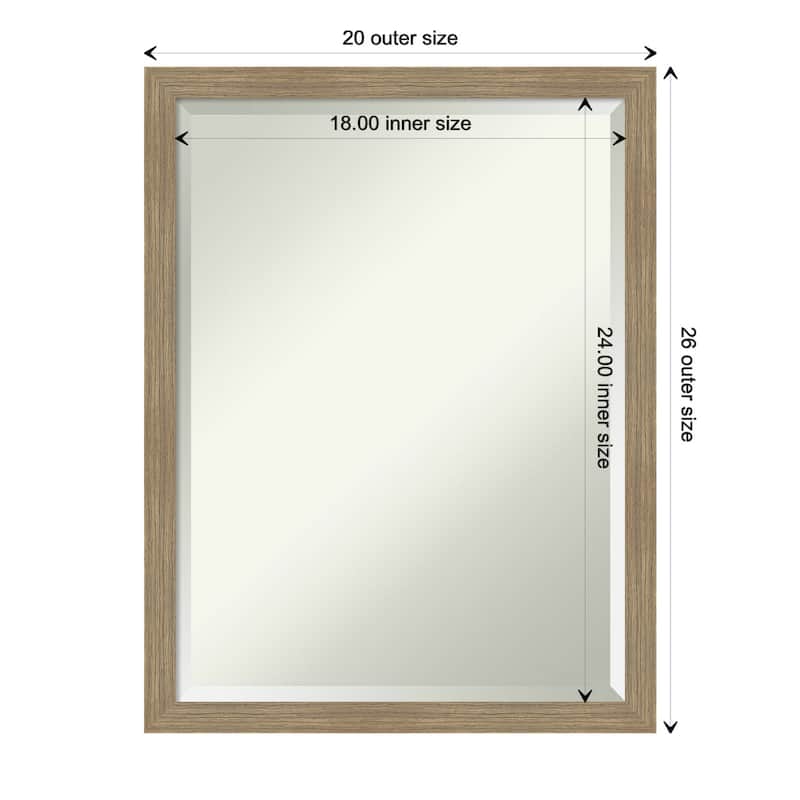 Woodgrain Stripe Beveled Wood Framed Wall Mirror - Woodgrain Stripe Mocha - Glass Size 18x24