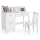 preview thumbnail 3 of 28, Costway Kids Wooden Study Desk & Chair Writing Table w/Drawer Storage White