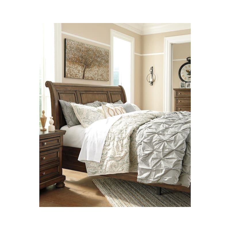 Flynnter Medium Brown Sleigh Storage Bed.