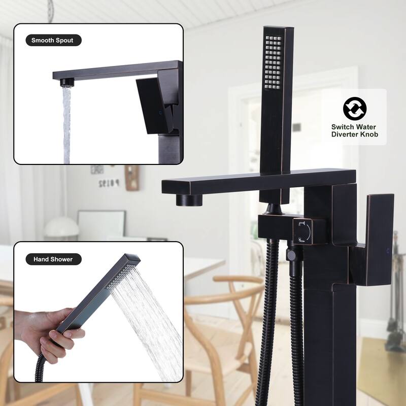 WOWOW Single-Handle Freestanding Tub Faucet with Handheld Shower