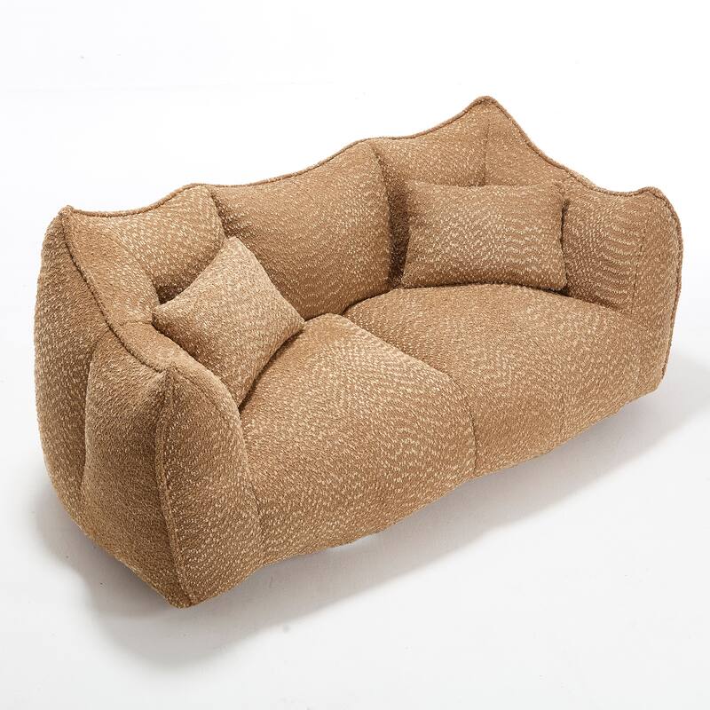 73.2" Chenille Oversized Beanbag Sofa Chair with High-Resilience Foam, Armrests and Handles