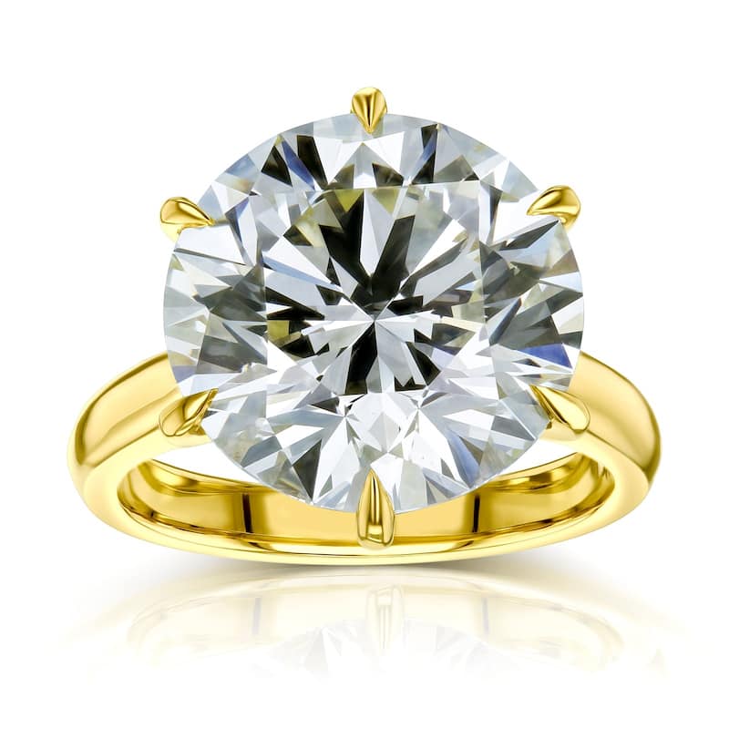 Kobelli 10.51 Carat Natural Diamond GIA Certified 18k Solid Gold Round Solitaire Cathedral One-of-a-Kind Katz Engagement Ring