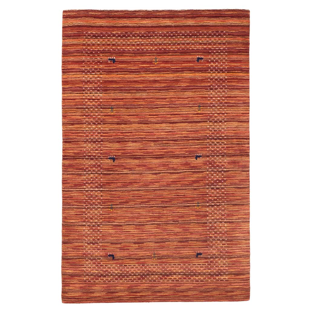 ECARPETGALLERY Hand Loomed Kashkuli Gabbeh Dark Copper Wool Rug - 4'11 x 7'11