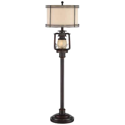 Rustic Industrial Floor Lamp 63" Tall Bronze with LED Nightlight Glass - 18" x 63"