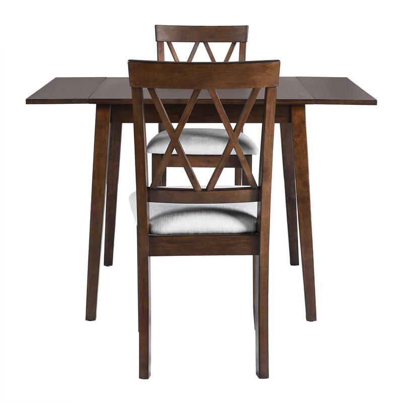 Roomfitters Foldable Dining Table Set, 5 Piece Drop Leaf Kitchen Table with 4 Upholstered Chairs, Space Saving Design