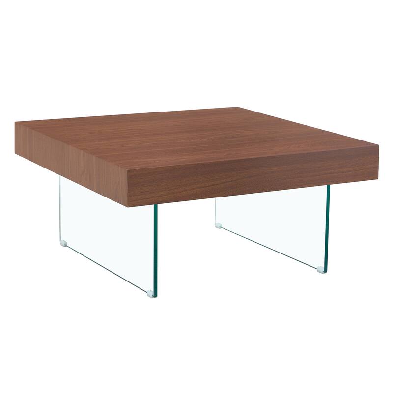 Colored Square Mdf Coffee Table -Tempered Glass Legs.Density Board Sticker,Reinforced Glass Legs