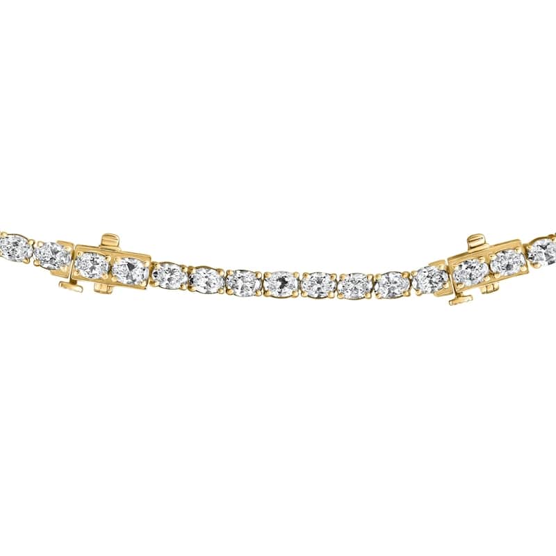 Bliss Diamond 20Ct Round Diamond Tennis Necklace Yellow Gold Lab Grown
