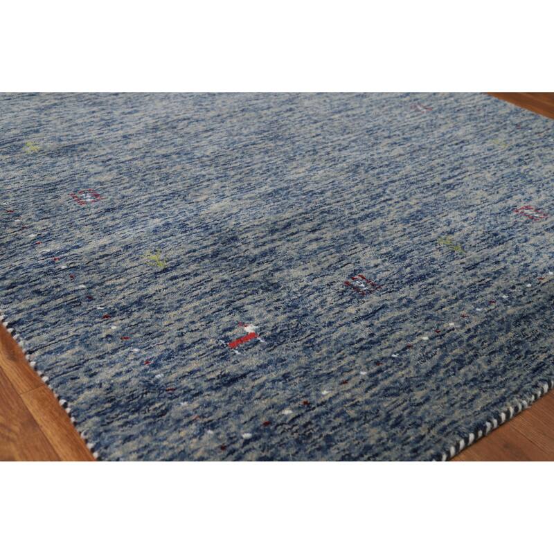 Hand Knotted Oriental 100% Wool Carpet Tribal Stripe Navy Blue & Blues Gabbeh Area Rug - 5' 10'' X 4' 0''