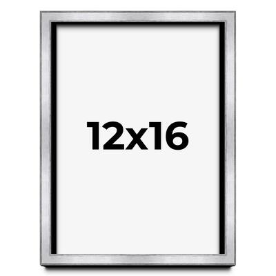 12x16 Shadow Box Frame Silver Real Wood Contemporary Shadowbox Display Frame UV Acrylic Front Acid Free Backing and Hardware