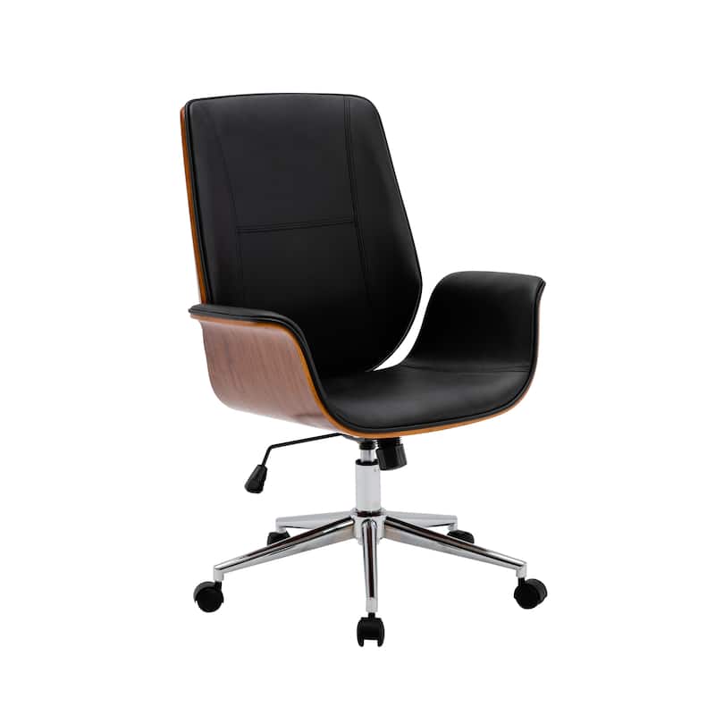 Porthos Home Nole Office Chair, PU Leather, Height Adjustable Seat - Black