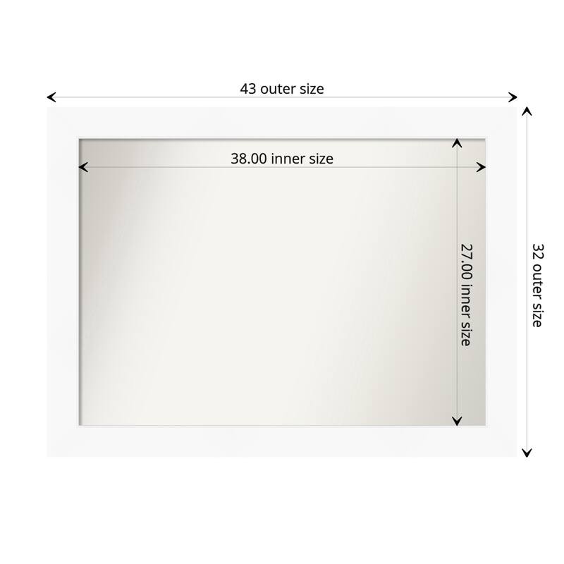 Non-Beveled Bathroom Wall Mirror - Cabinet White Frame - 43 x 32 in - Cabinet White