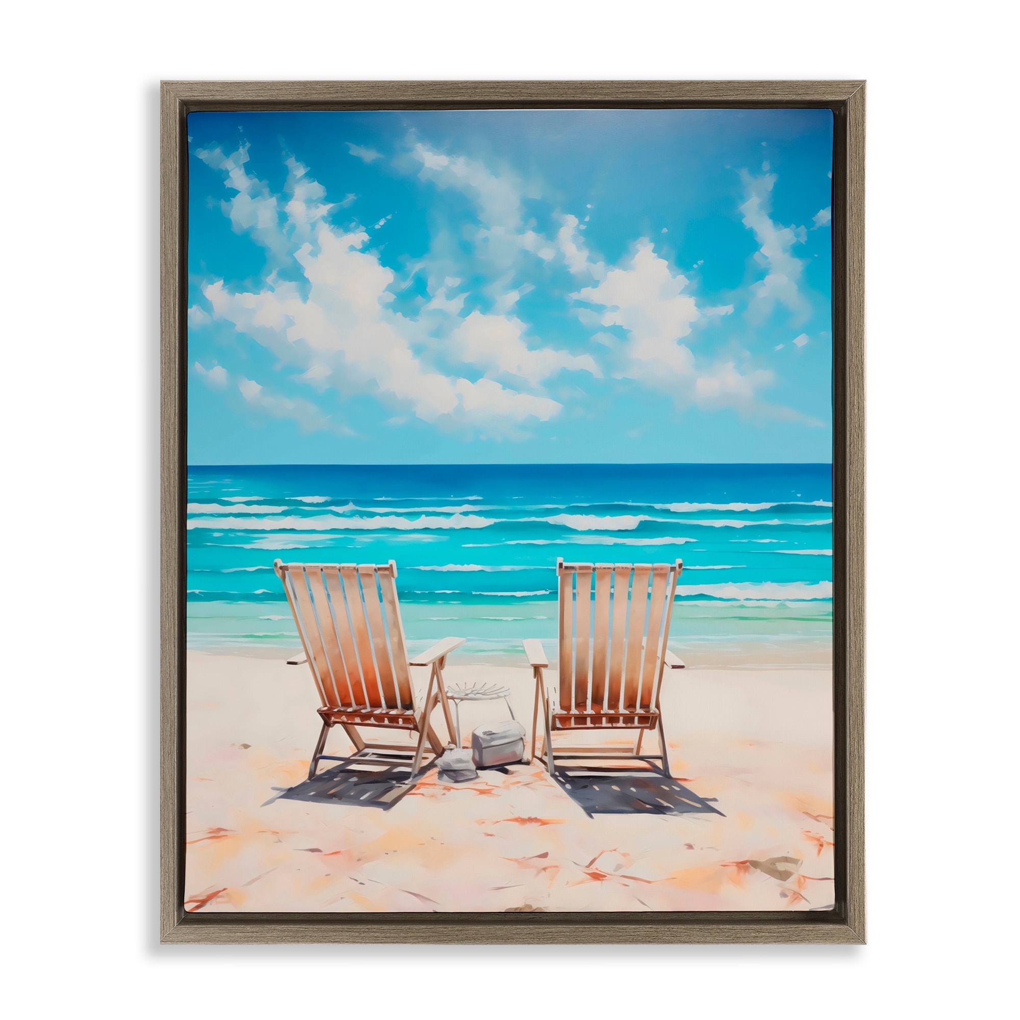 Stupell Adirondack Beach Chairs View Framed Floater Canvas Wall Art Design By LSR Design Studio
