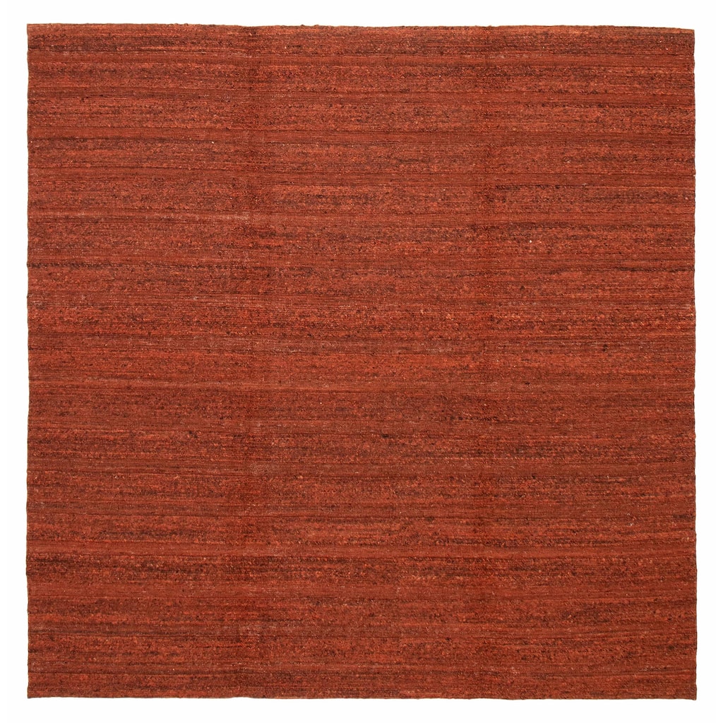 ECARPETGALLERY Flat-Weave Natural Burnt Orange Wool Tapestry Kilim - 8'2 x 8'2