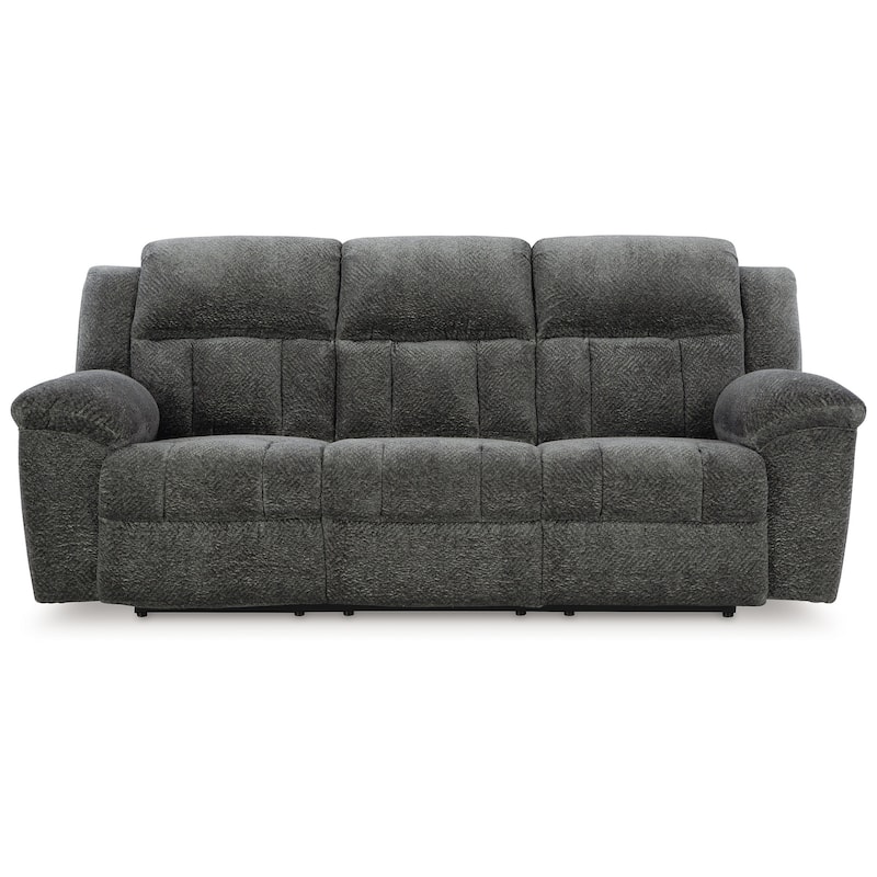 Briar Manual Reclining Sofa Dark Gray Polyester, Metal Frame, 91 Inch