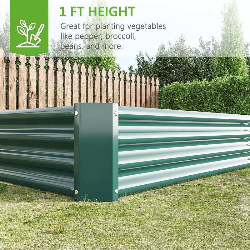 Outdoor Galvanized Metal Raised Garden Bed Kit - 7.6 x 3.7 x 1 ft