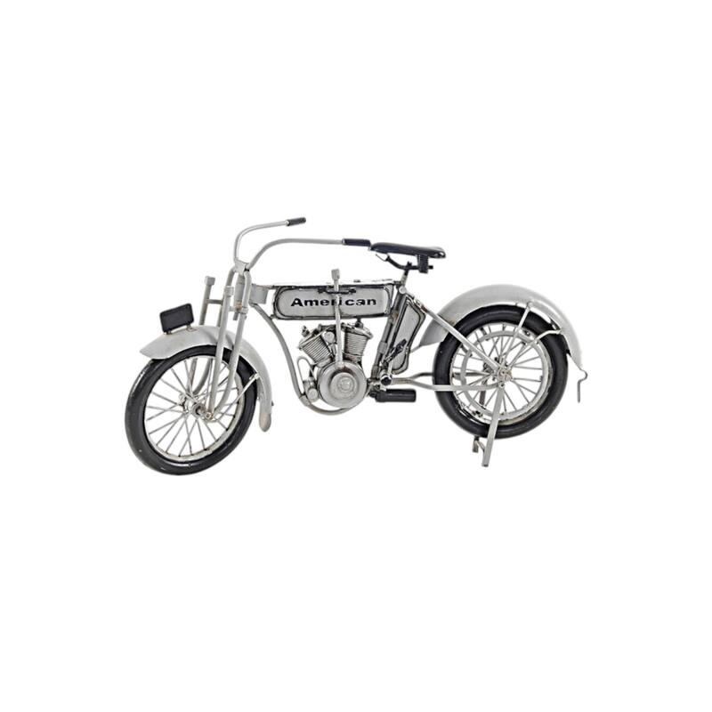 HomeRoots 6" White Metal Hand Painted Model Motorcycle Tabletop Sculpture - 12' X '6' X '3.5