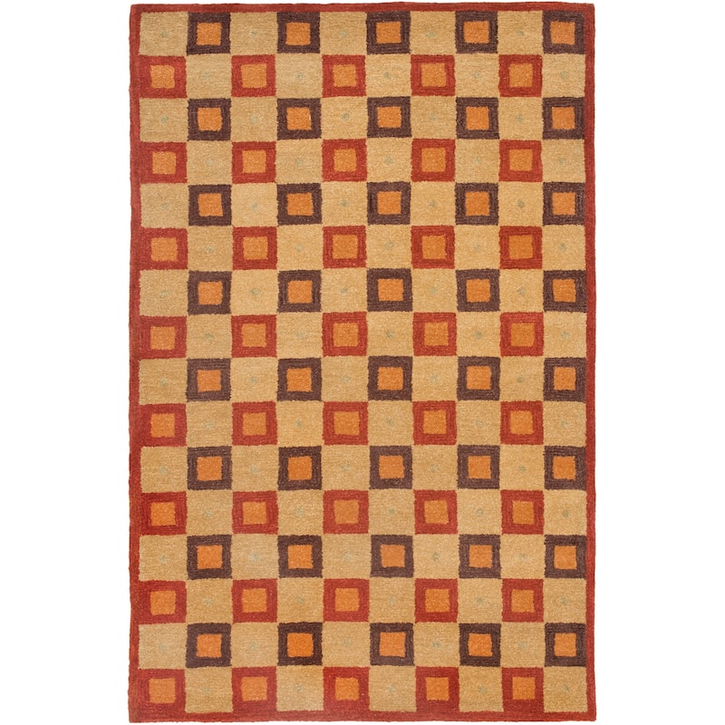 SAFAVIEH Handmade Soho Allyssa Checkers N.Z. Wool Rug - 9' x 12' - Ivory/Rust