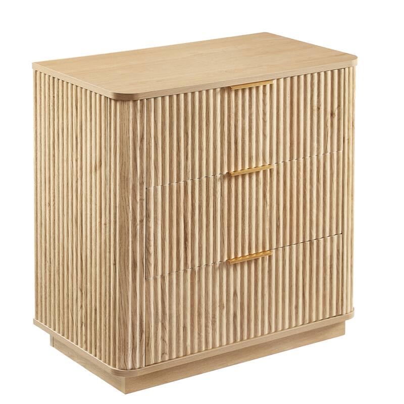 GDF Studio - Halden Modern 3-Drawer Dressers with Wave Design, Bedroom Storage Organizer (Set of 2)