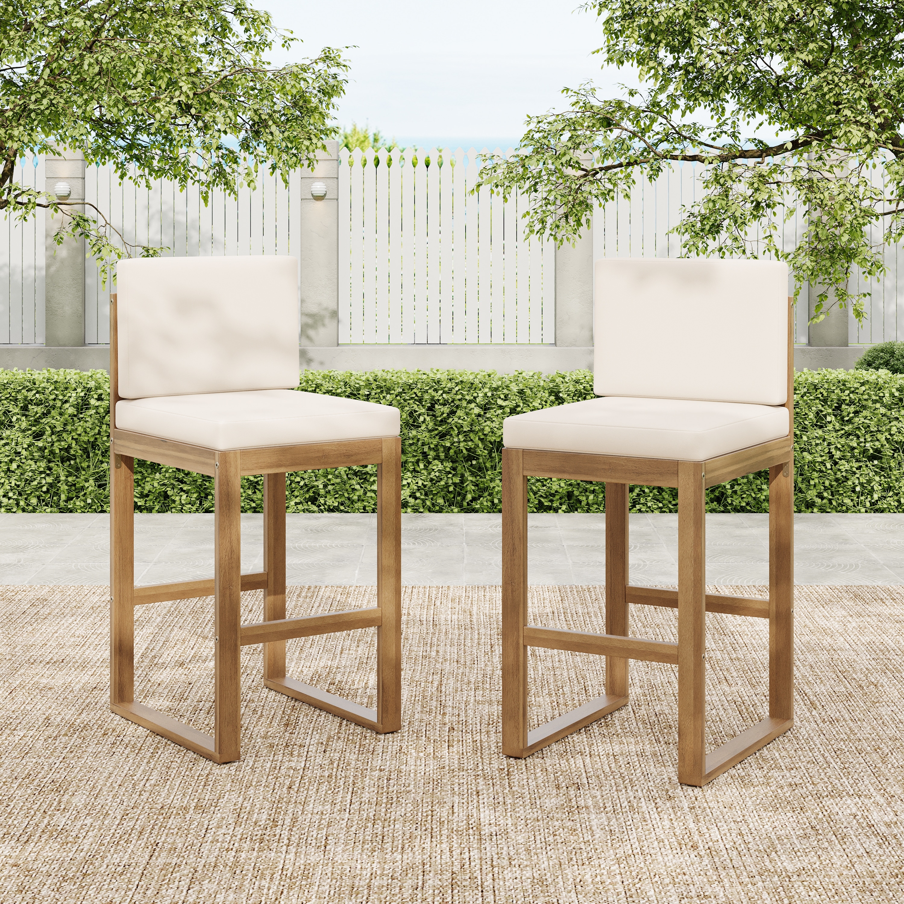 Christopher Knight Home Cole Outdoor Acacia Wood Barstool (set of 2)