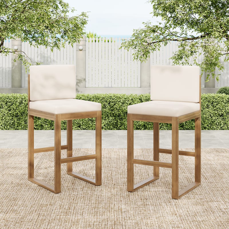 Christopher Knight Home Cole Outdoor Acacia Wood Barstool (set of 2) - Light Beige,Light Brown