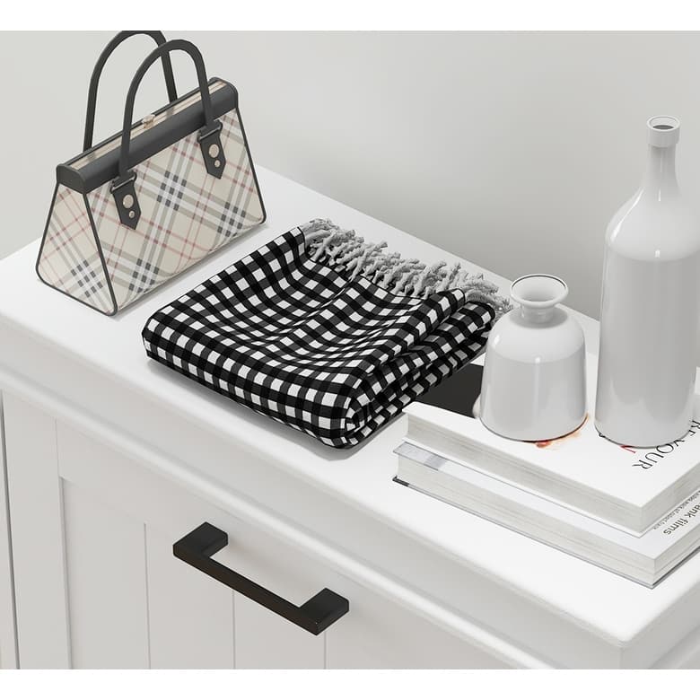 HOMCOM Shoe Cabinet for Entryway, Narrow Shoe Rack Storage Organizer with 3 Flip Drawers and Adjustable Shelves