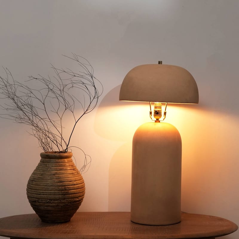 Decorative Ceramic Table Lamp For Living Room-Bedroom-Tabletop-Home Decor-13X13X24.5" - Beige