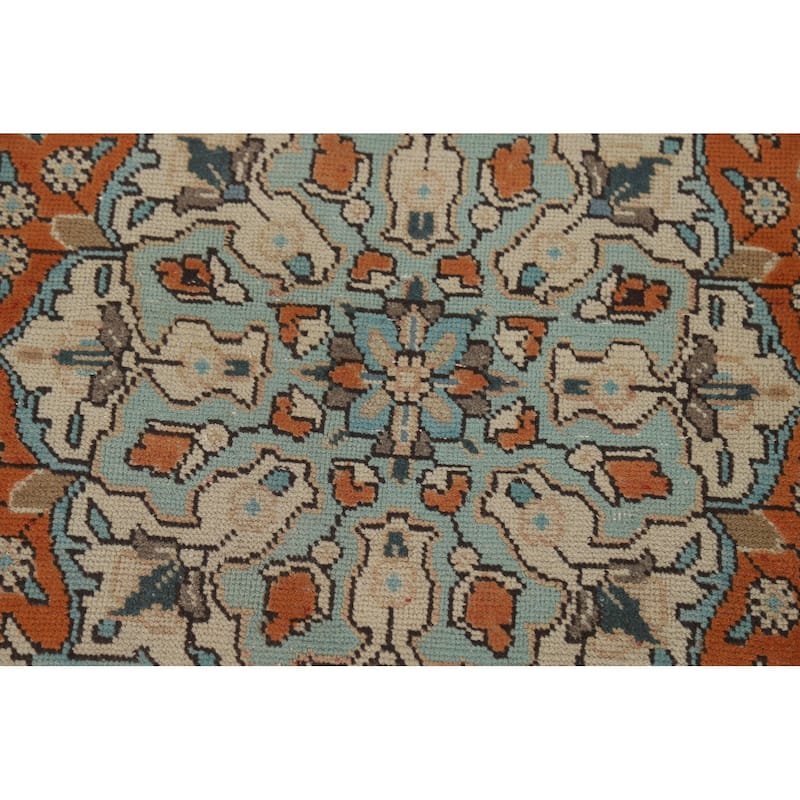 Brown Floral Tabriz Persian Area Rug Hand-Knotted Wool Carpet - 9'6"x 13'0"