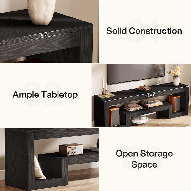 63'' TV Stand for 55/60/65-Inch TVs, Entertainment Center with Shelves