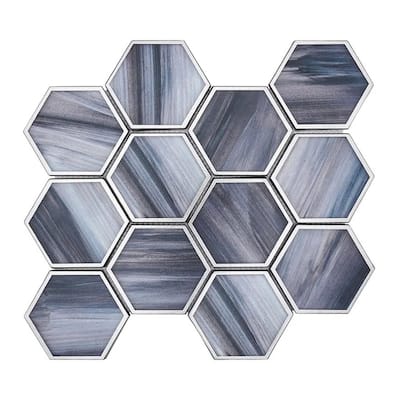 Apollo tile 9" x 10" Solace Matte Silver Midnight Blue Glass Tile (3.28 sq ft/case) - 5 Pack