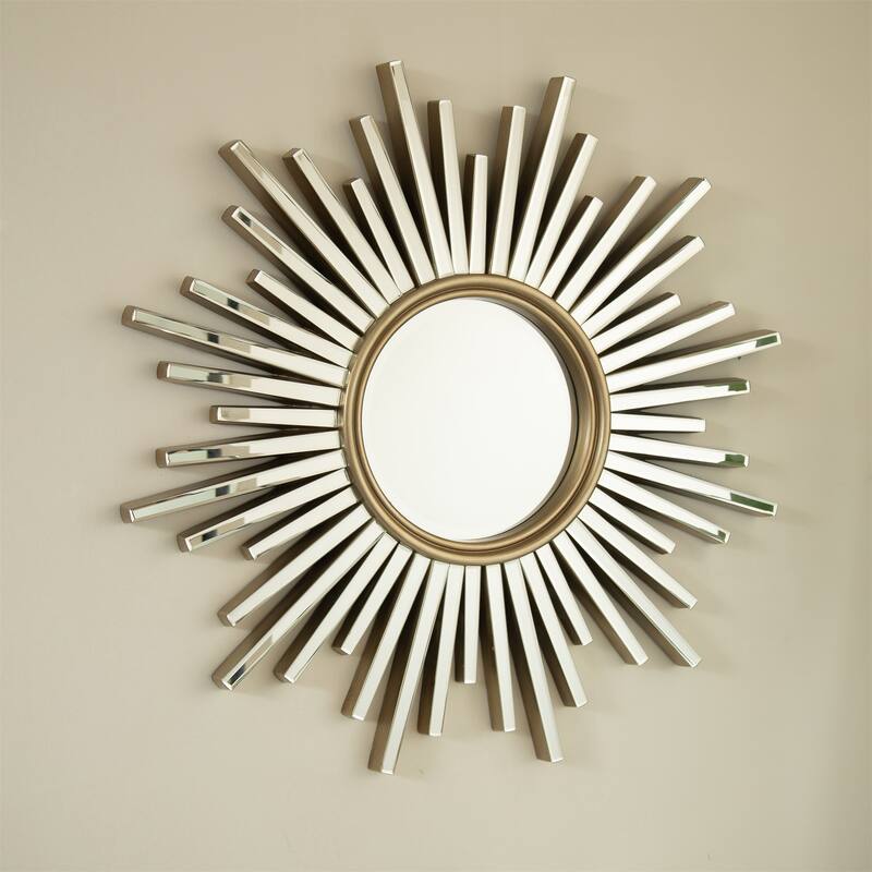 33" Luxury Style PU Sunburst-shaped Art Decorative Mirror