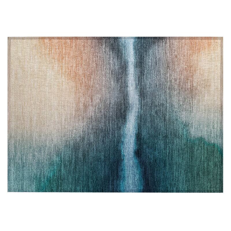 Machine Washable Indoor/ Outdoor Modern Landscape Chantille Rug