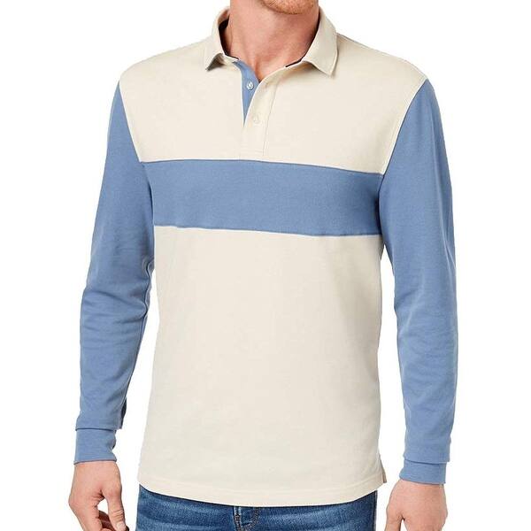 Club Room Mens Colorblock Long Sleeve Polo Shirt