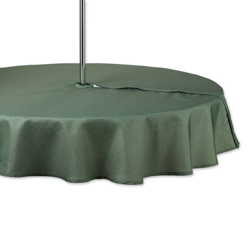 DII Stone Tonal Lattice Print Outdoor Tablecloth With Zipper 60 Round - Artichoke Green