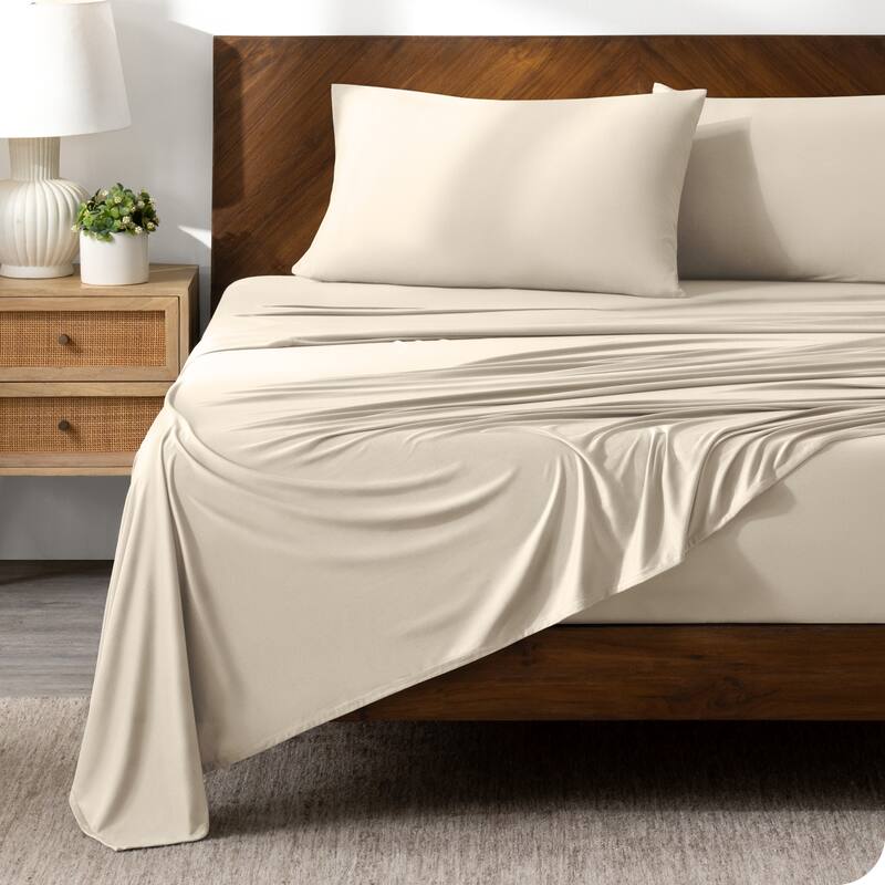 Bare Home Microfiber Stretch Knit Sheet Set - Twin - Sand