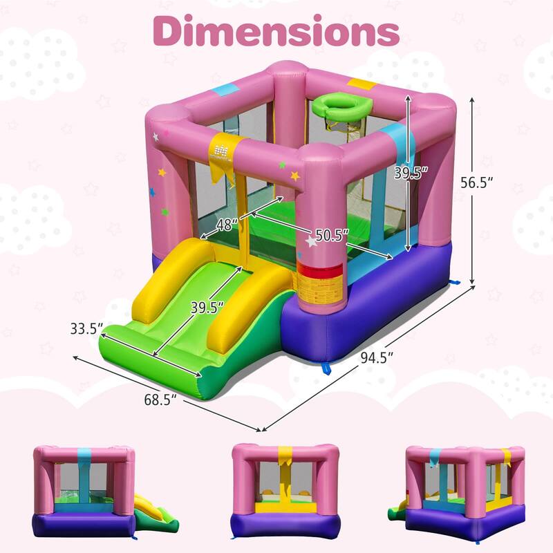 Costway Inflatable Bouncy Castle with Jumping Area Slide & Basketball - As Shown in the Picture