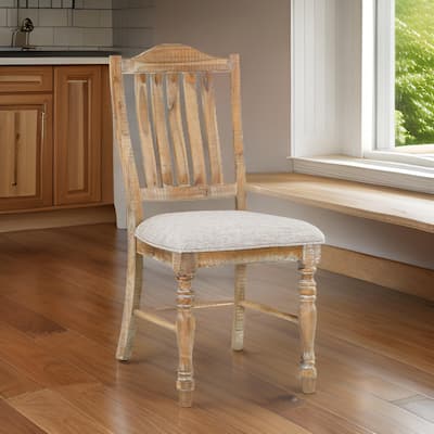 Tia 20 Inch Side Dining Chairs Set of 2, Open Slatted, Turned Feet, Farmhouse Brown