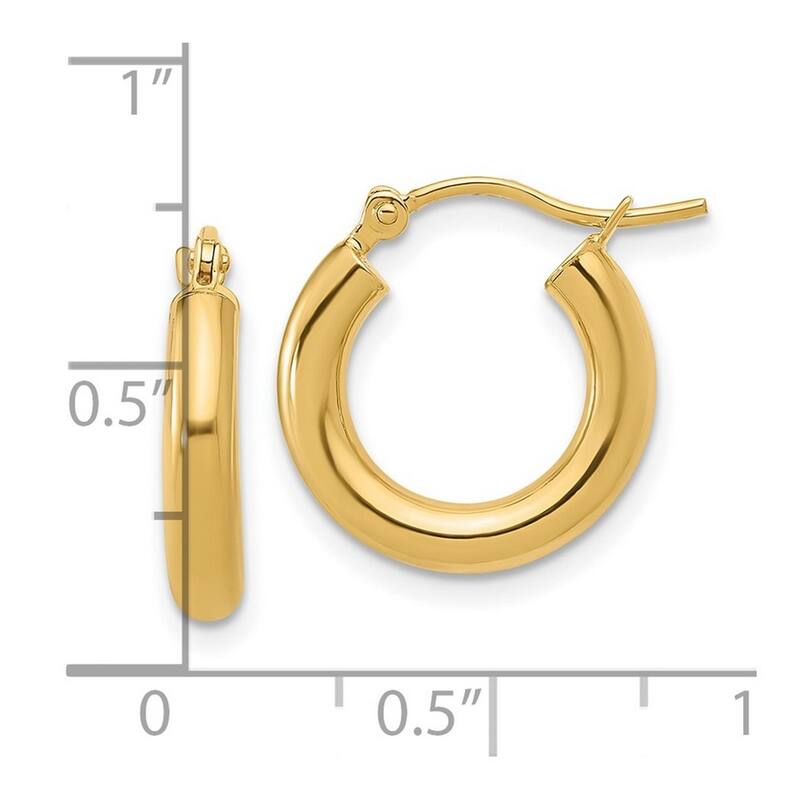 Curata 14k Yellow Gold Polished Hinged Post Hoop Earrings - 17x16mm