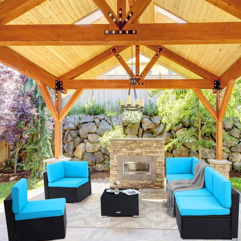 Pamapic 7-Piece Wicker Outdoor Sectional Set