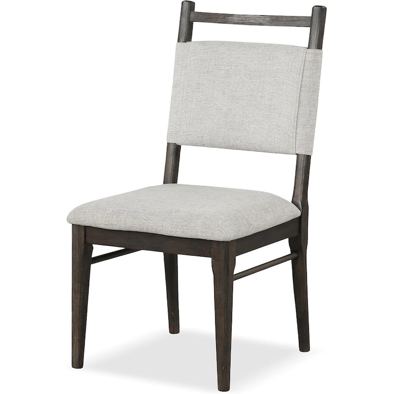 Modern Upholstered Side Chairs Set Dark Walnut Finish