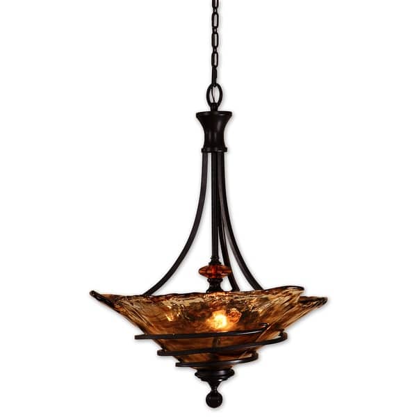 slide 1 of 1, Uttermost 3 Light Bowl Pendant from the Vitalia Collection Oil Rubbed Bronze