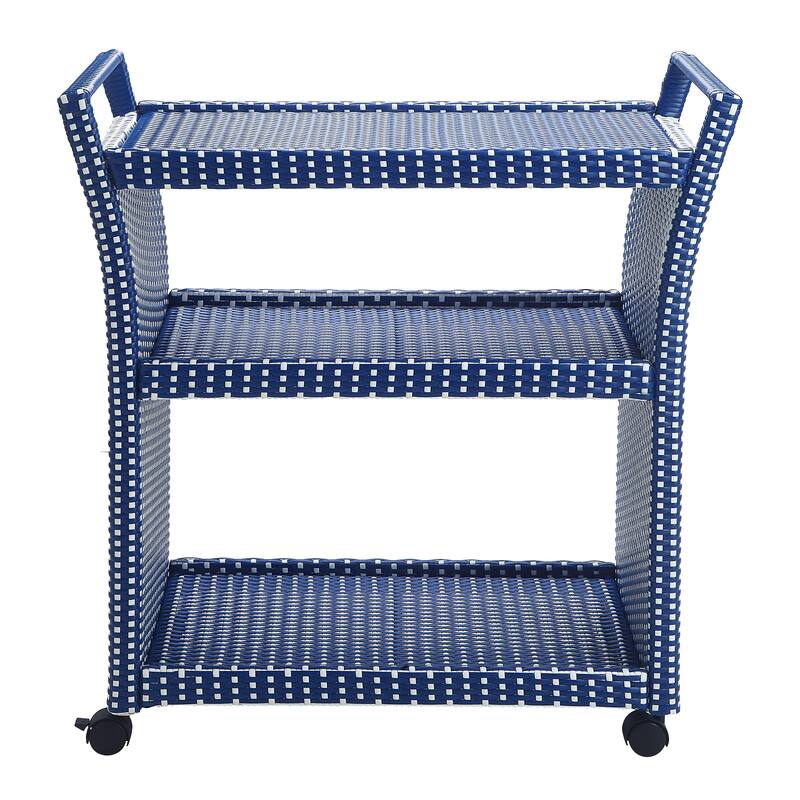 Courtnie French Aluminum Outdoor Serving Cart with Trash Can by Furniture of America