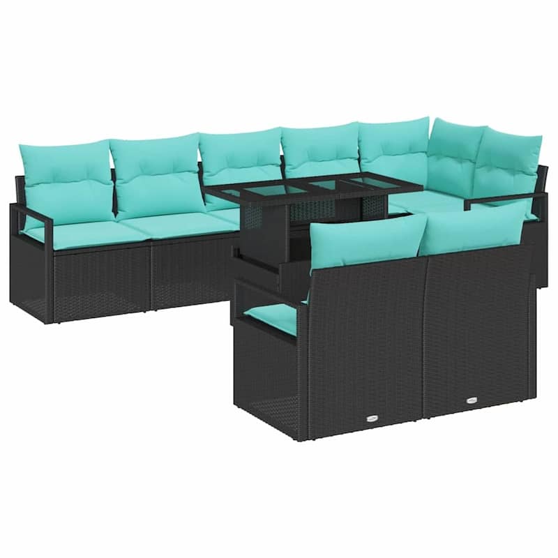 vidaXL 9 Piece Garden Sofa Set with Cushions - 113×48×27.2