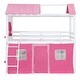 preview thumbnail 28 of 32, Playhouse Design Impression & Beautiful Twin Size Bunk Wood House Bed with Elegant Windows,Sills and Tent,Elegant Children Bed