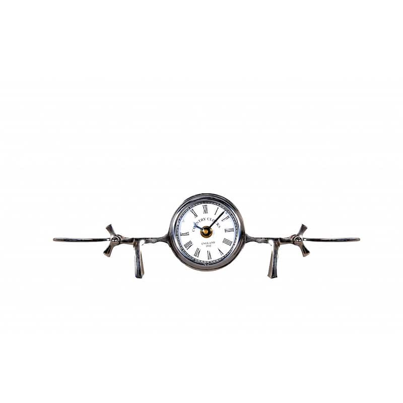 HomeRoots 3" Novelty Nickel Metal And Glass Analog Wall Clock - 3