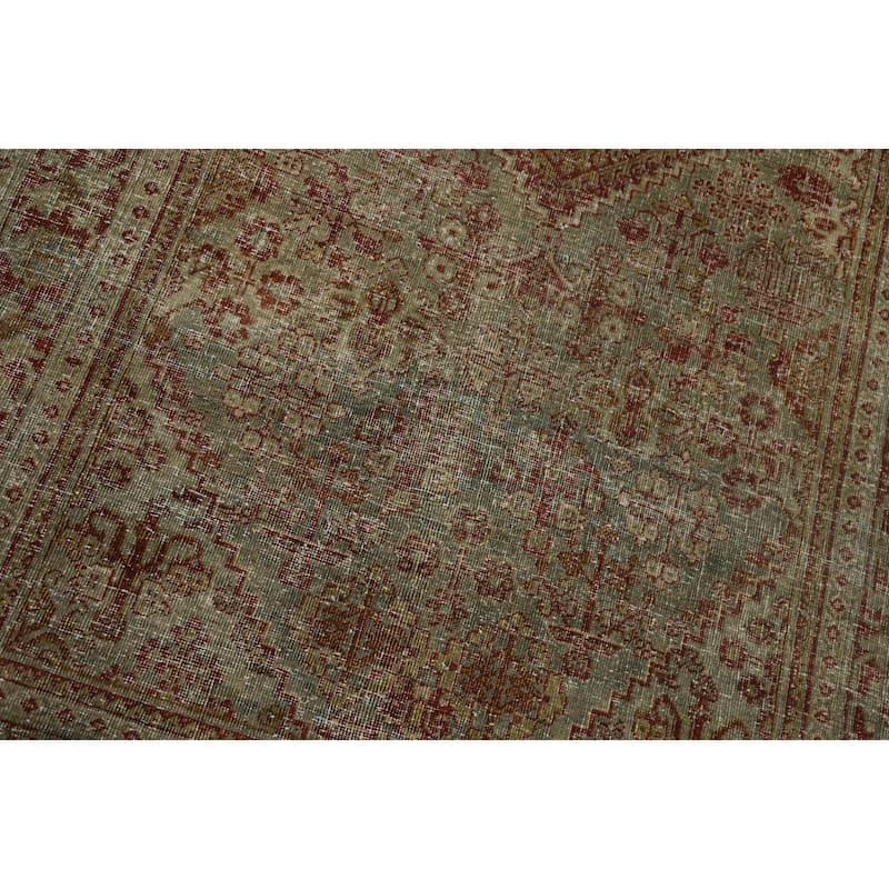 Hand Knotted Oriental 100% Wool Carpet Traditional Medallion Green Tabriz Area Rug - 6' 6'' X 4' 1''