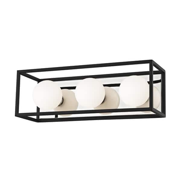 slide 1 of 3, Mitzi by Hudson Valley Aira LED Polished Nickel 15-inch Bath Light with Black Accents, Opal Etched Glass