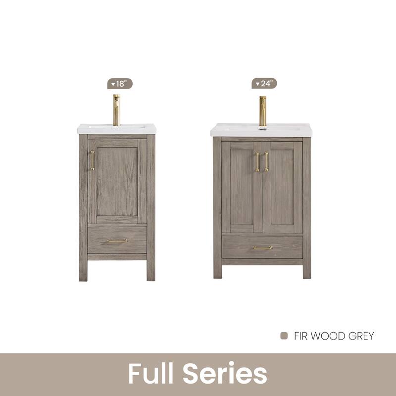 Gela Single Sink Bath Vanity with Drop-In Ceramic Basin without Mirror
