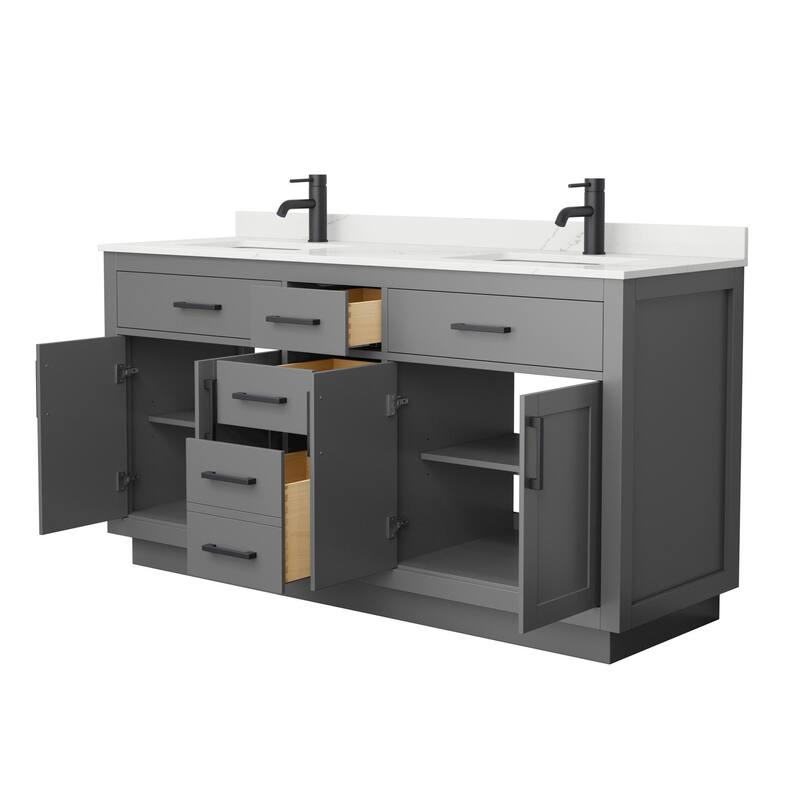 Beckett TK 66-inch Double Vanity, Single Hole Quartz Top