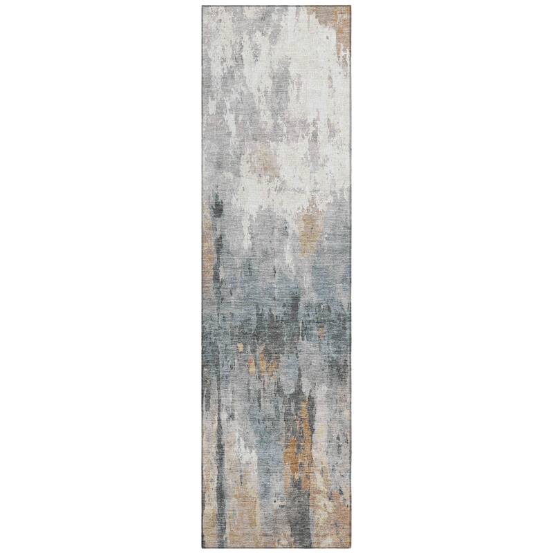 Machine Washable Indoor/ Outdoor Abstract Modern Chantille Rug